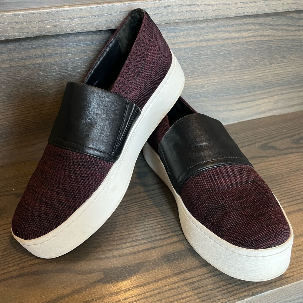 Vince Ward Knit Platform Slip-On  Sneaker in Bordeaux Size 8